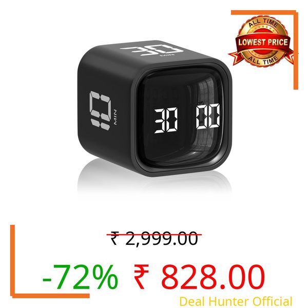 Cube Pomodoro Timer, Desk Productivity Timer 5/10/30/60 Minutes & Custom Countdown, Adjustable & Silent Visual Timer, ADHD Tool Flip Rotating Portable Multi Timers for Study Task Work Kitchen School
