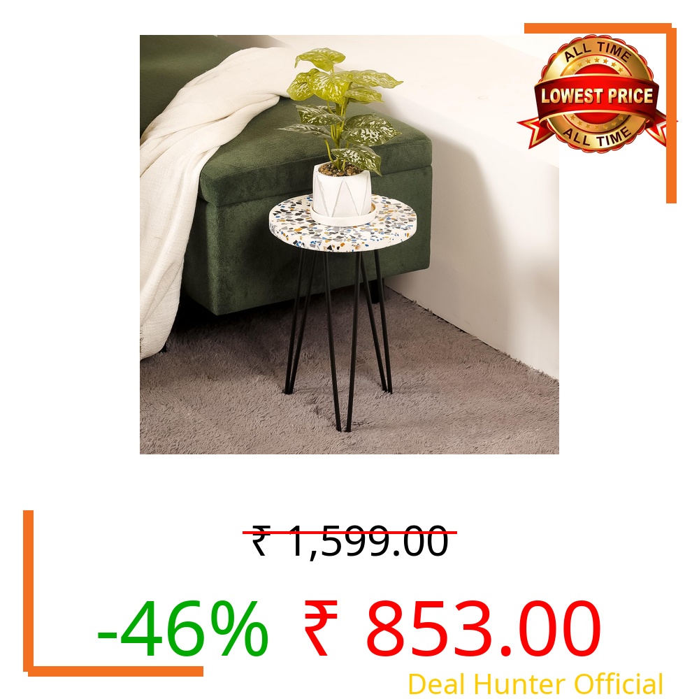 CASADECOR Resin White Speckled Plant Stand - Black Plant Stand Flower Pot Stand For Balcony Living Room Outdoor Indoor Plants Plant Holder Home Decor Item ( Dia - 10 Inch )