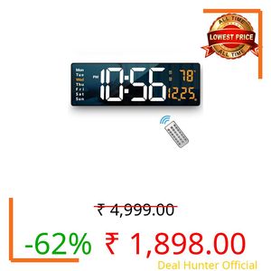 AERYS 16.2-Inch Digital Alarm Wall Clock Table Clock Large LED Display with Remote Control, Auto Dimmer with Date Week and Temperature for Home Office Bedroom Living Room Home Décor (1 Year Warranty)