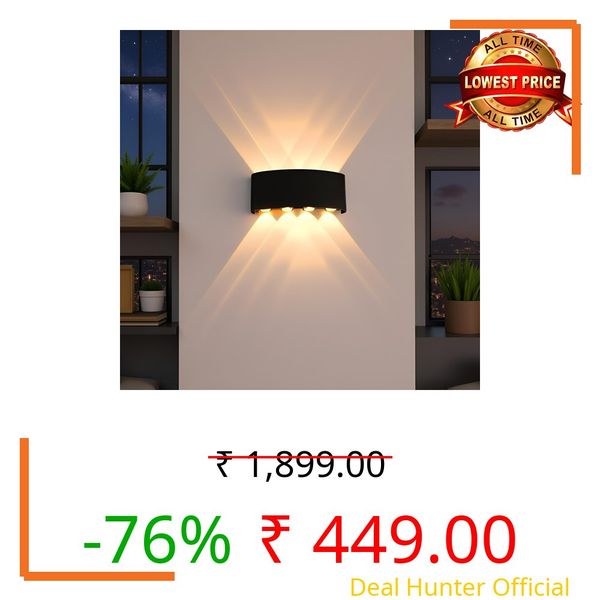 FERA Waterproof Up Down Led Wall Lamp, Aluminium IP65 Body 8 Ray, Warm White, Indoor/Outdoor Decorative Wall Sconce Light, 2 Years Warranty (8 ray Warm)