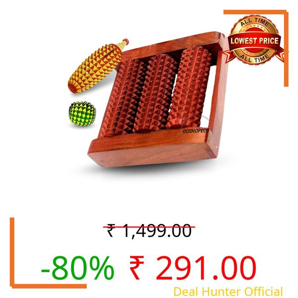 GOSHOPECO Wooden Foot Massager 3 Rollers with wooden Ball and karela, muscle Therapy for Stress Relief and Improved Blood Circulation (set of 3)