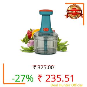 RYLAN Manual Hand Press Push Chopper with 6 Blades for Effortless Chopping Vegetables & Fruits (Assorted, 650 ml, Plastic)