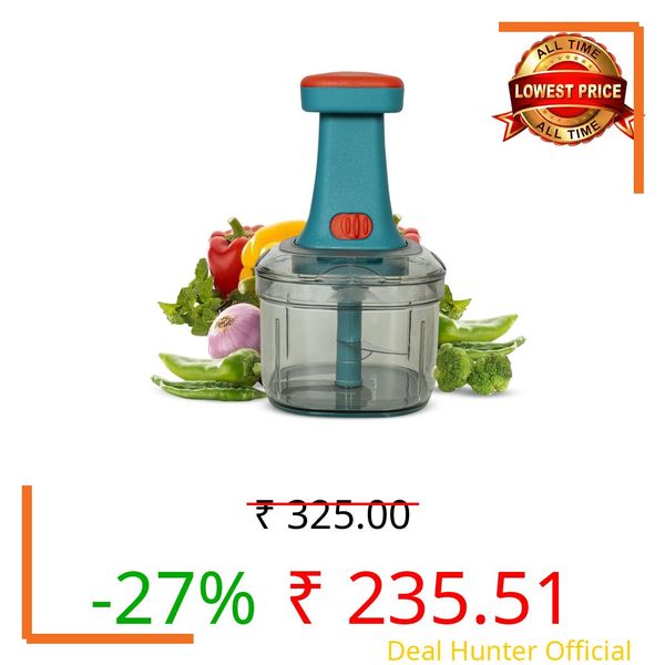 RYLAN Manual Hand Press Push Chopper with 6 Blades for Effortless Chopping Vegetables & Fruits (Assorted, 650 ml, Plastic)