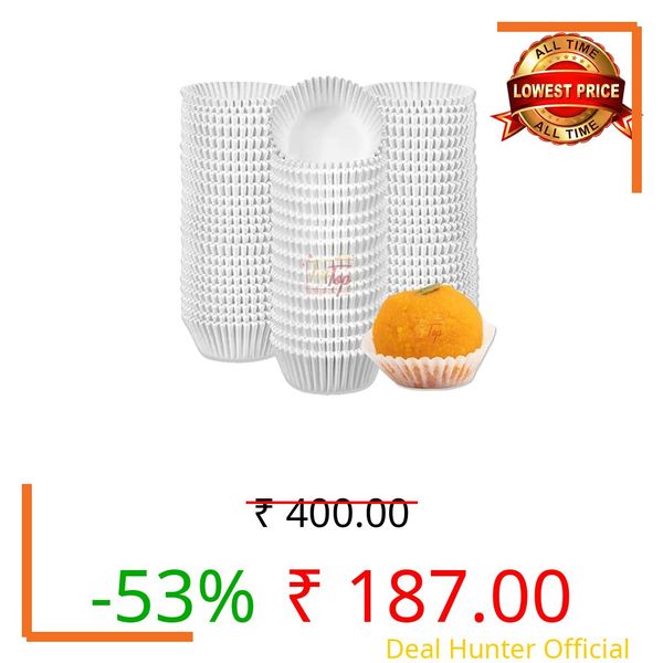 TIPTOP DECORATION Premium Butter Paper Mithai Sweets Baking Cup Liners Peda Wati Wrapper (Medium 3.5 X 2 Cm, 500)