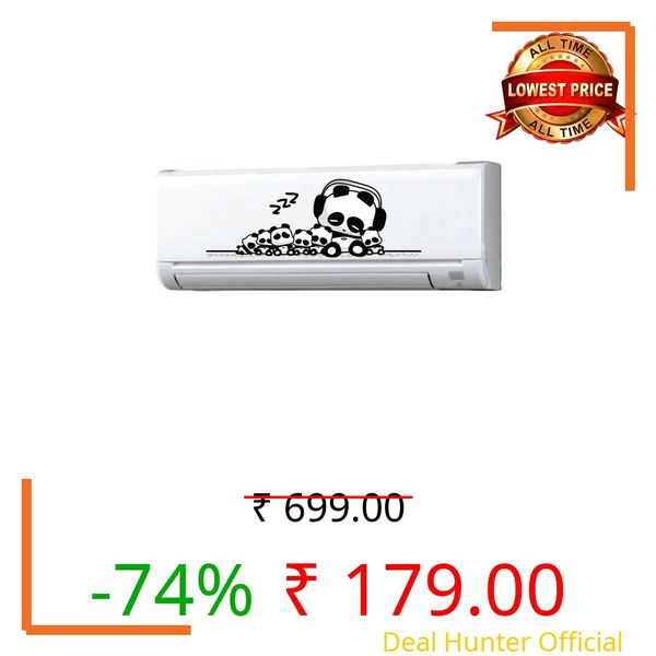 Wall Attraction Lazy Panda AC Sticker for Home air Conditioner Art Size - Standard