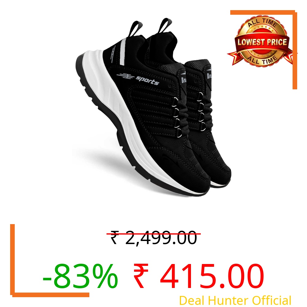 BRUTON Trendy EVA Lite Sneakers Casual Shoes for Men's & Boy's- Size: 8 Black