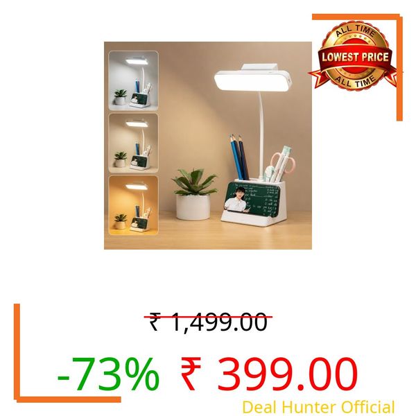 SaleOn Plastic Rechargeable Desk & Wall Lamp | 3 Light Modes | 6-Month Warranty Adjustable Brightness | Flexible Gooseneck | Pen & Mobile Holder | Detachable Head | Eye Protection, Led, White