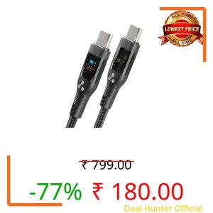 Ambrane 60W Type C To Type C Cable With 3A Fast Charging Cable, 1.2M Braided Cable For Smartphones, Tablets, Laptops & Other Type C Devices, PD Technology, 480Mbps Data Sync (ABCC-12T, Black)