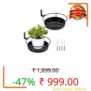 ARTORA Wall Mounted Plant Holder, 2 Pack Metal Flower Pot Wall Hanging Shelf Black Indoor Outdoor Decorative Floating Shelves Planter Hanger Racks for Bedroom Living Room Porch Balcony Decor