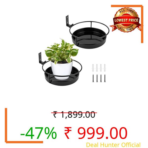 ARTORA Wall Mounted Plant Holder, 2 Pack Metal Flower Pot Wall Hanging Shelf Black Indoor Outdoor Decorative Floating Shelves Planter Hanger Racks for Bedroom Living Room Porch Balcony Decor