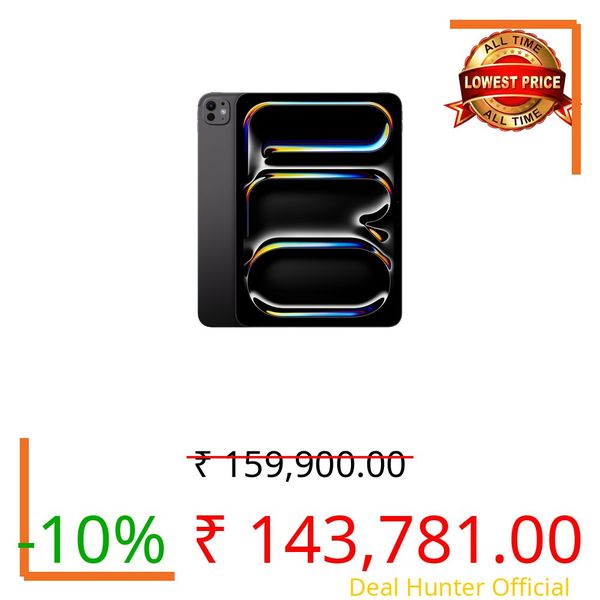 Apple iPad Pro 11″ (M4): Ultra Retina XDR Display, 1TB, Landscape 12MP Front Camera / 12MP Back Camera, LiDAR Scanner, Wi-Fi 6E, Face ID, All-Day Battery Life, Standard Glass — Space Black