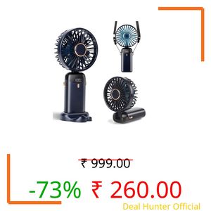Aucoofany Portable Handheld Fan, 12 hours, Upgrade 3200mAh Portable Fan with LED Display, 90° Foldable, 5 Speed Wind,Hand Held/Neck/Desk 3 in 1 Personal Small Fans, Makeup Fans for Women (Dark Blue)