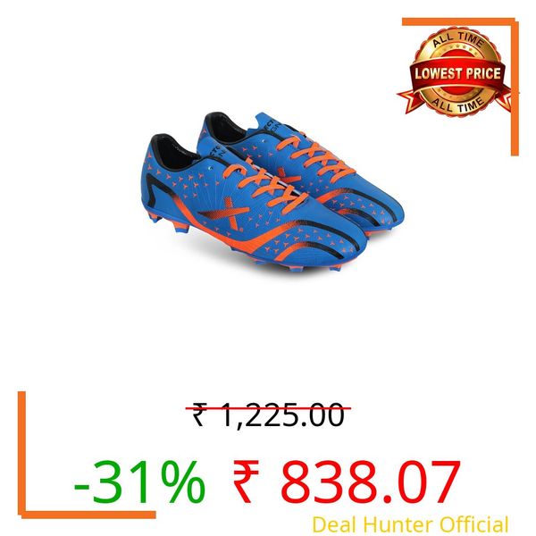 Vector X Ignite 2.0 Football Shoe/Studs, Double Colored TPU Sole, Padded Footbed, Premoulded Heel Shoe for Men Blue/Orange