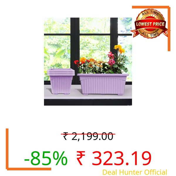 Kuber Industries Pack of 4 Flower Pot | Flower Planters for Home-Lawns & Gardening | Flower Pot for Living Room-Office | Window Planters | Flower Pots for Balcony | Marble Jupitar | Purple