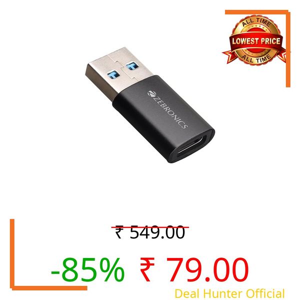 ZEBRONICS CTA1 USB Type C to Type A Converter, USB 3.0, High-Speed Data Transfer, Backward Compatibility, Plug and Play, for Laptops | PC | Compatible Devices