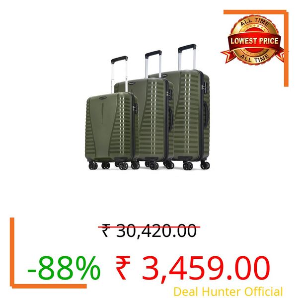 Aristocrat Airpro Set of 3 (Cabin+Medium+Large) Trolley Bags, Ivy Green