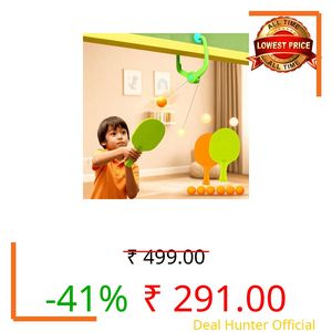 Toy Imagine Indoor Hanging Table Tennis Trainer for Kids Age 5-14 | Door Mounted Ping Pong Game Set with 2 Rackets 6 Balls | Indoor Sports Game for Boys and Girls Home Play Activity