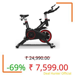 SPARNOD FITNESS SSB-08 Spin Bike Exercise Cycle for Home Gym with 8kg Flywheel, LED Display, Adjustable Resistance, Silent Belt Drive, 4-way Adjustable Cushioned Seat and 2-way Handlebar, Max User Weight 120 Kg