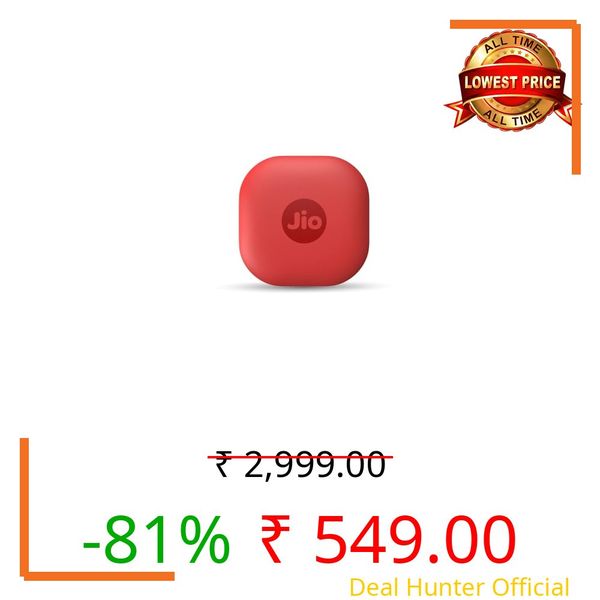 JioTag Air for iOS (Red) Worldwide Tracker, Pair with Apple Find My app for Keys, Luggage, Bikes, Purses etc. Inside & Outside Bluetooth Range, No SIM/subscriptions Required, 1+1 Year Battery, 120 dB
