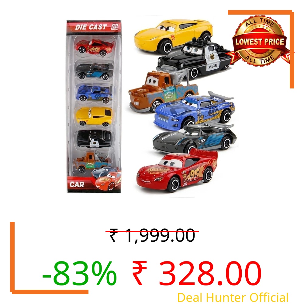 Galaxy Hi-Tech Mini Metal Die Cast Car Toy Vehicle Play Set, Free Wheel High Speed Unbreakable, Small Racing Movie Vehicle Car for Exciting Playtime Adventures for Kid, Multicolor, Set of 6