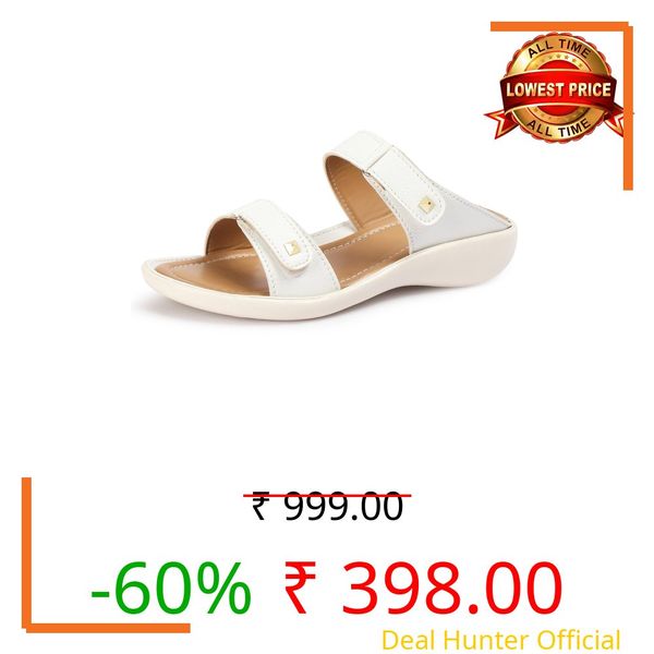 Vendoz Women and Girls White Sandals (VDFL52WT-39)
