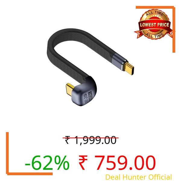 Poyiccot Short USB C Cable 5inch, U Shape 180 Degree USB C Cable (PD 3.1 240W, 40Gbps, 8K@60Hz), Flat Type C Charging Cord Compatible for iPhone 15, External SSD, Docking Station,Thunderbolt 4