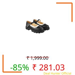 Shoetopia Round Toe Black Mary Janes Bellies for Girls-EU38