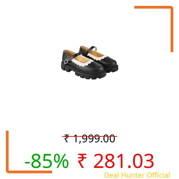 Shoetopia Round Toe Black Mary Janes Bellies for Girls-EU38