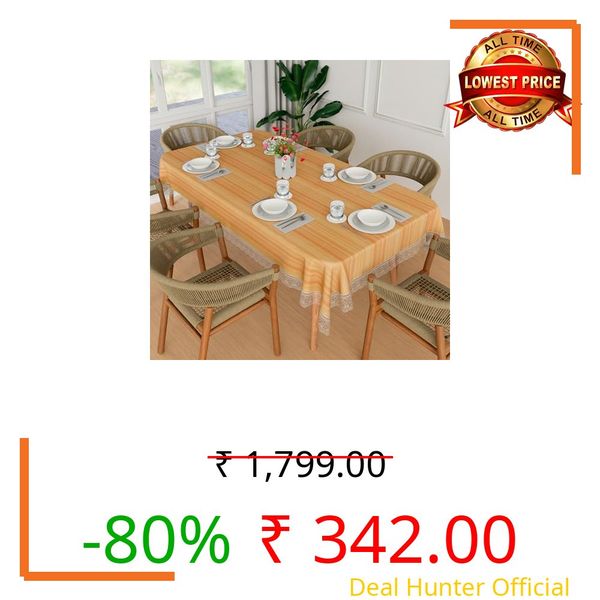 Kuber Industries Dining Table Cover|60x90 Inch|6 Seater Dining Table|PVC Table Cloth|Kitchen Table Cover|Waterproof Table Cover|Table Cloth for Dining Table|Lining|Golden, Rectangular