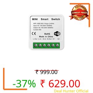 Electrobot Smart WiFi Switch for Home Automation, 10A Max Output, 2.4GHz Wireless Remote Control with LED Light, Check Appliance Status via Mobile App (iOS & Android)