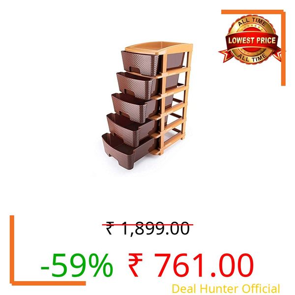 ASHLAS Chest Of Drawers : Versatile Drawer Storage Organizer&Organisers Storage Box For Ideal For Neat And Tidy Storage Solutions Plastic Drawers Storage(Brown Drawer,5 Layer),30 X 37 X 77 Cm