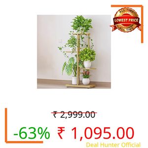 Brown Art Shoppee Plant Stand Indoor Outdoor Plant Stand, 4 Layers Iron Flower Stand Pots Tray Plant Shelves Planter Display Rack Storage Holder Shelf Home Balcony Garden Decoration (Golden)