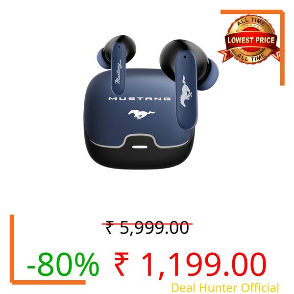 GOBOULT x Mustang Derby Truly Wireless in Ear Earbuds with 100H Playtime, App Support, Dual Device Pairing, 4 Clear Calling ENC Mics, 45ms Low Latency, IPX5 Ear Buds TWS Bluetooth 5.4