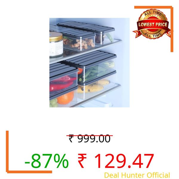 BUNVOX™ Fridge Storage Boxes Freezer Storage Containers, Container for Kitchen Storage Set, Storage in Kitchen, Vegetable Storage, Refrigerator Food Box (1200 ML [Pack of 2])