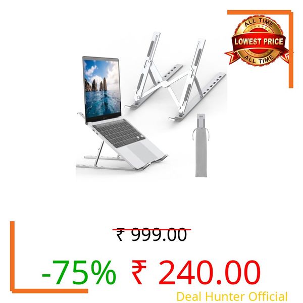 GRIFEMA GB1054 Laptop Stand for Desk, Adjustable Laptop Riser, Portable Laptop Stand with 6 Angle Adjustment for 10”-17.3” Laptops, Tablets