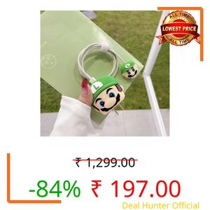 GameSir Cute Cartoon Protective Case for iPhone 18W & 20W USB-C Adapter Charger Cable, 3D Cartoon Charger Cover Wire Saver Cable Protector for iPhone Fast Charger (Green-Shinchain)