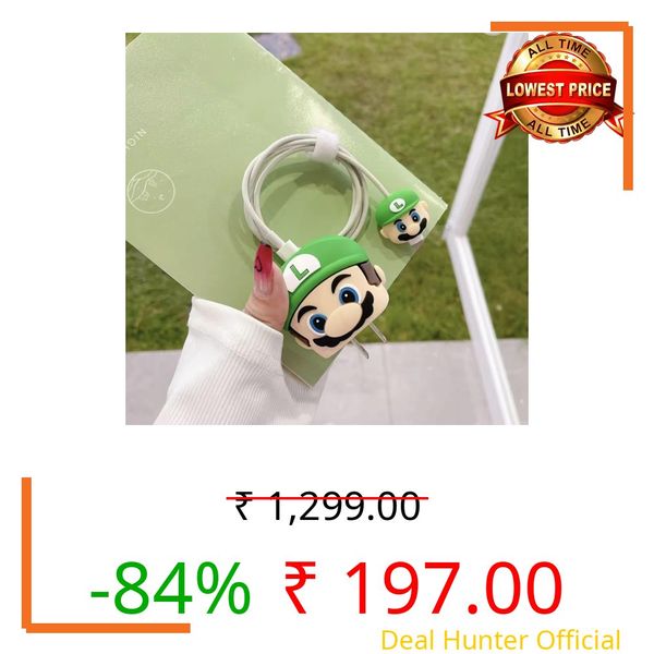 GameSir Cute Cartoon Protective Case for iPhone 18W & 20W USB-C Adapter Charger Cable, 3D Cartoon Charger Cover Wire Saver Cable Protector for iPhone Fast Charger (Green-Shinchain)