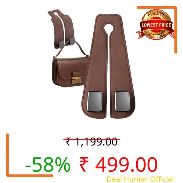 JUVIW Car Seat Back Double Hooks, Leather Headrest Hooks for Handbag, Mobile Phone Holder, Universal Car Storage Organizer