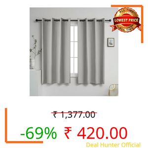 Amar Homes 95% Room Darkening Window 3 Feet Curtain, Thermal Insulated Blackout Heavy Polyester Panel, Noise Reduce, Only Single Piece - (Light Grey - 36 Inches)