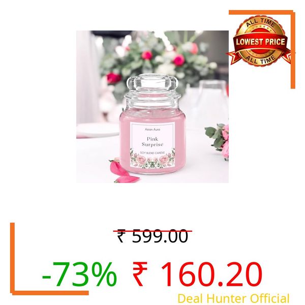 Asian Aura Scented Jar Candle -Fragranced 70g Wax, Smoke-Free Aroma Candle for Home Fragrance & Decor| for Gifting Aromatherapy, Spa, Yoga, Meditation, Relaxation, (Pack of 1) (Pink Surprise)