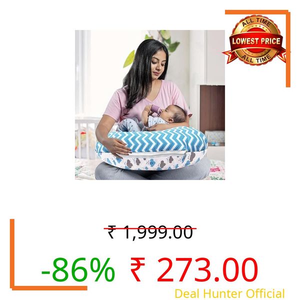MOM & SON Multipurpose Baby Feeding Pillow | Nursing Support Pillow for Breastfeeding & Bottle Feeding | Maternity FeedingPillow | Newborn Essentials | Adjustable Strap Feeding Pillow (0-12 Months)