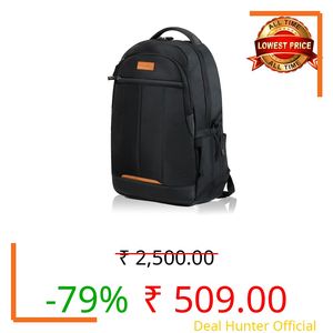 hoi polloi Premium Laptop Backpack for Men and Women, 15.6" Office Laptop Bag with Separate iPad Pocket upto 11", 27.6L Capacity, Water Resistant Polyester (Black, HPXL0002)