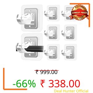 QXORE No Drill Curtain Rod Brackets - Self Adhesive Curtain Rod Holder Hooks, Nail Free, Adjustable for Kitchen, Home, Bathroom and Hotel (8PCS Transparent)