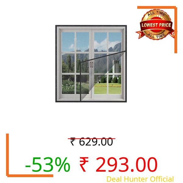 Atlara Mosquito Net for Window (Size - 65cm X 85cm) Colour - Black DIY Upgraded Net for Windows Perfact Size Pre-Stitched Window Net for Home Ready to Use Removable Mesh for Windows