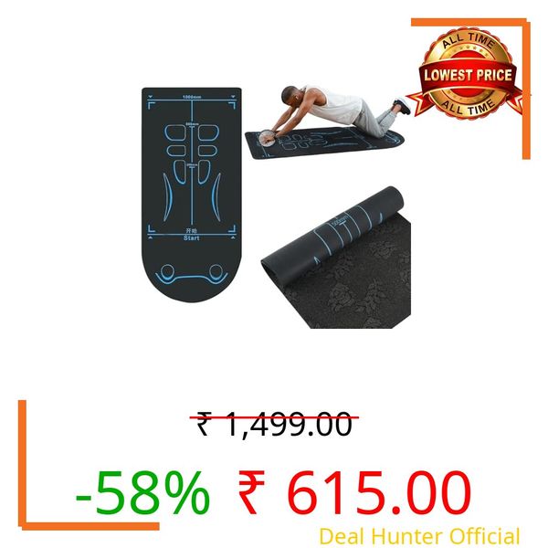 Exercise Equipment Mat for Ab Roller Wheel, Non-Slip Exercise Mat Extra Long Sound Insulation Knee Mat The Joints Protect For Abdominal Yoga Floor Workouts (Blue-Black)