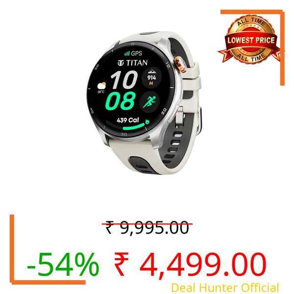 Titan Celestor 1.43" AMOLED Smart Watch with Built-in GPS, Advanced Health Intelligence, AI Voice Assistant, Aluminium Case, 100+ Sports Modes, Water Resistance – Smartwatch for Men & Women (Beige)