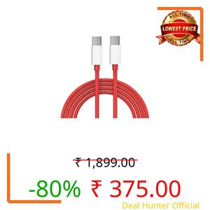 Original Warp Charge 65W Cable Compatible with One Plus Nord/Nord 2/ Nord C Charging Cable Replacement, 65W [10V~6.5A] Type-C to Type-C Warp Charger Adapter Cable-Red (run106)
