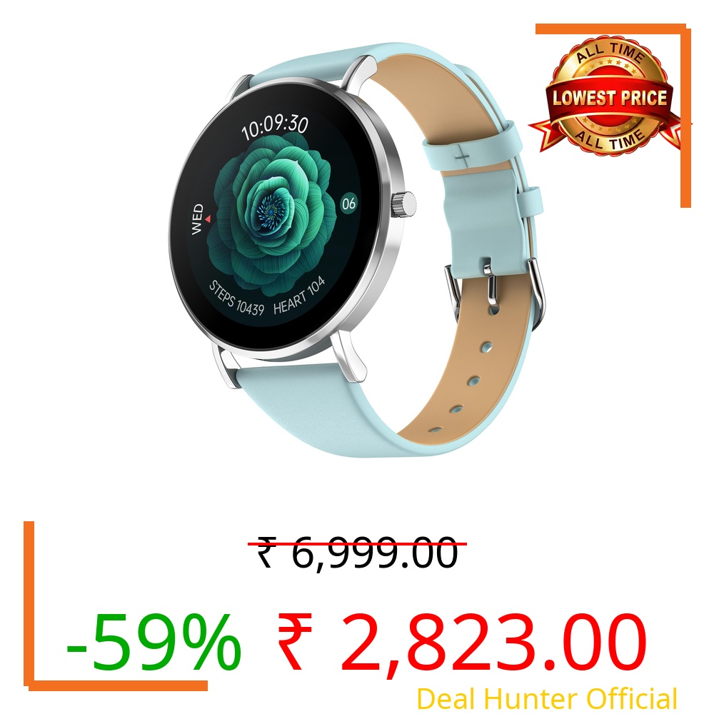 Noise Diva 2 Fashion Smart Watch for Women- Sleekest Dial, 36mm AMOLED Display, Snug Fit, Improved Female Cycle Tracker,BT Calling, Sleep Tracking, AI Voice Assistant, Password Protection(Silver Blue)