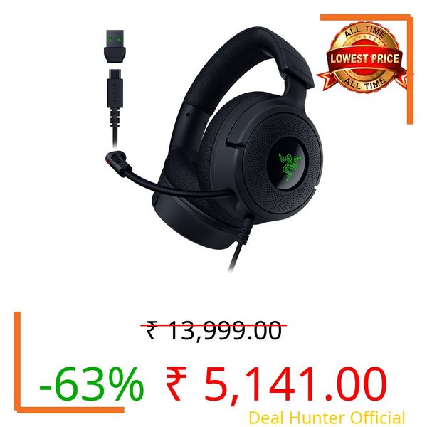 Razer Kraken V4 X Wired Gaming Headset: 40 mm Drivers - Cardioid Mic - Memory Foam Cushions - Chroma RGB Lighting - Type C & Type A Cable - for PC, Mac, PS5, Nintendo Switch, Steam Deck, Smartphone