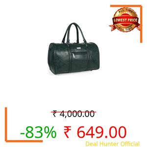 Fur Jaden Green Textured Leatherette Stylish & Spacious Weekender Duffle Bag for Travel for Men and Women